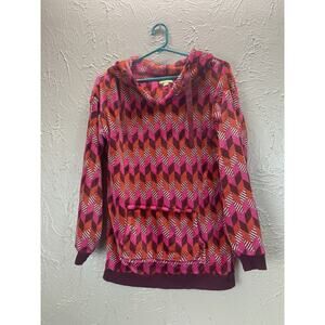 Vera Bradley Shirt Hood Pullover Pink Purple Pocket Geometric Long Sleeves Small